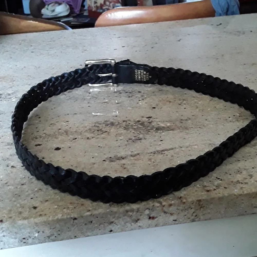 Braided Black Leather Belt